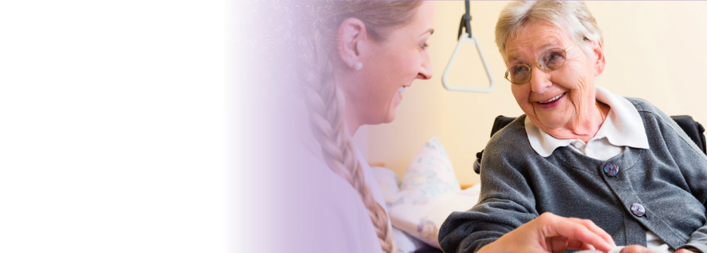 a caregiver and an elderly woman
